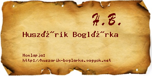 Huszárik Boglárka névjegykártya